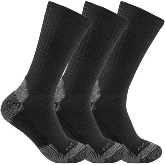 Men's Midweight Crew Socks Cushioned Arch Support 3 Pack Odor Resistant - Picture 1 of 2